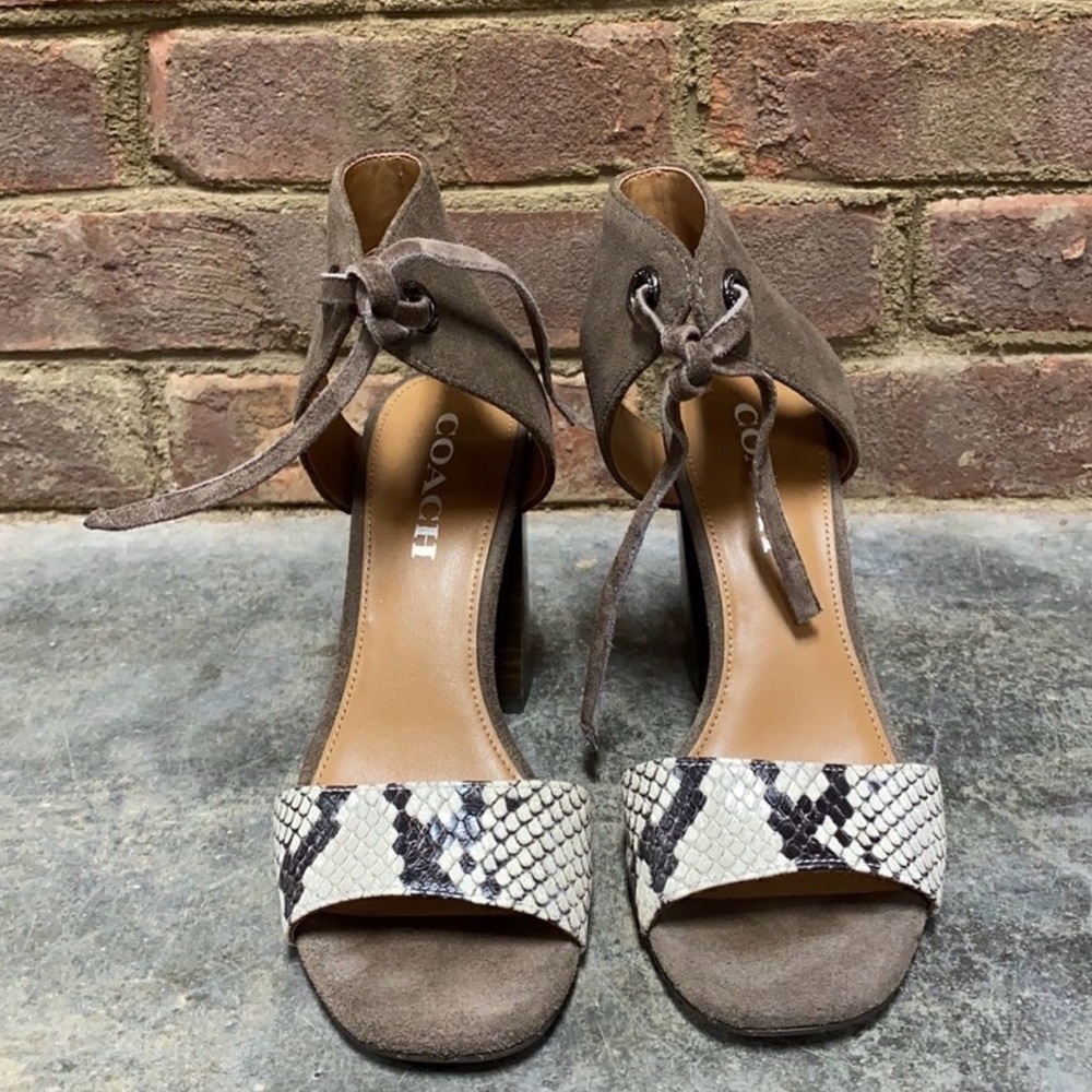 Coach Madison Lux Snake/Suede Block Heel - Picture 2 of 7